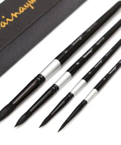 Professional 4Pcs Black Handle Round Brushes set Squirrel Hair Art Painting Brushes for Artistic Watercolor Gouache Wash Mop
